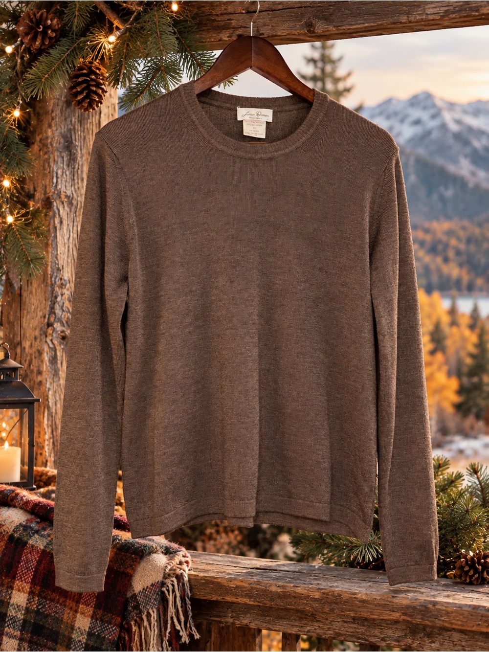Linea Donna 100% Extra Fine Merino Wool Sweater L Brown Made in Italy